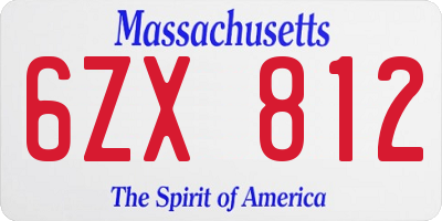 MA license plate 6ZX812