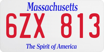 MA license plate 6ZX813