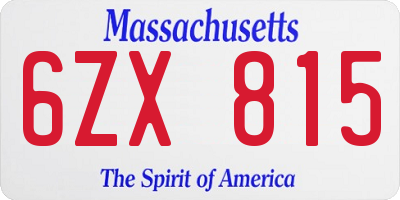 MA license plate 6ZX815