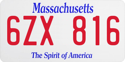 MA license plate 6ZX816