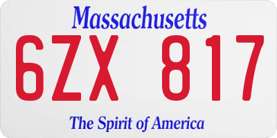 MA license plate 6ZX817