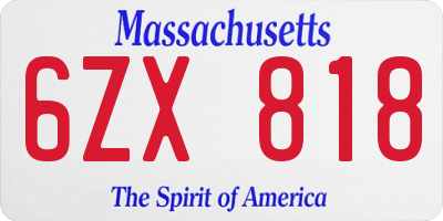 MA license plate 6ZX818