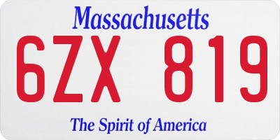 MA license plate 6ZX819