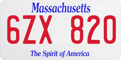 MA license plate 6ZX820