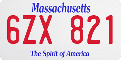 MA license plate 6ZX821