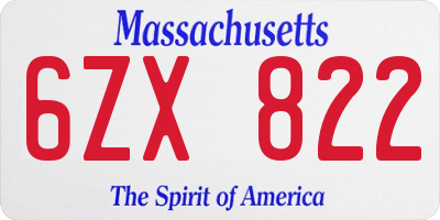 MA license plate 6ZX822