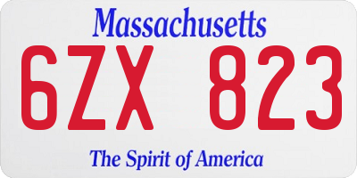 MA license plate 6ZX823