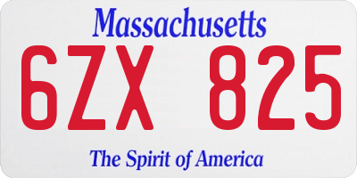 MA license plate 6ZX825