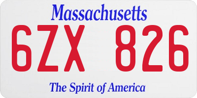 MA license plate 6ZX826