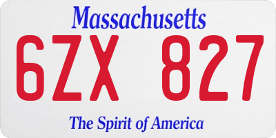 MA license plate 6ZX827
