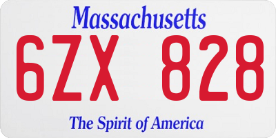 MA license plate 6ZX828