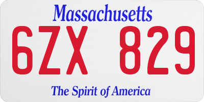 MA license plate 6ZX829