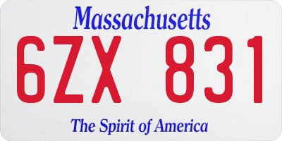 MA license plate 6ZX831