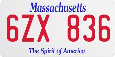 MA license plate 6ZX836