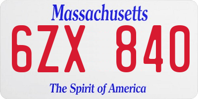 MA license plate 6ZX840