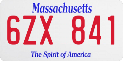 MA license plate 6ZX841