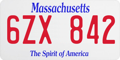 MA license plate 6ZX842