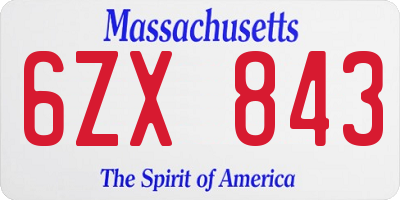 MA license plate 6ZX843