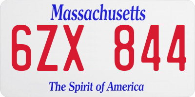 MA license plate 6ZX844