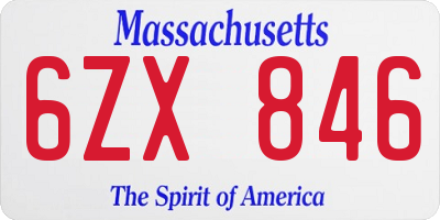 MA license plate 6ZX846