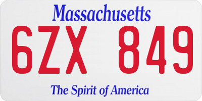 MA license plate 6ZX849