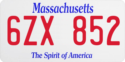 MA license plate 6ZX852