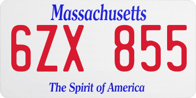 MA license plate 6ZX855