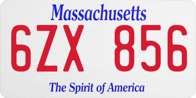 MA license plate 6ZX856