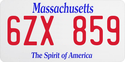 MA license plate 6ZX859