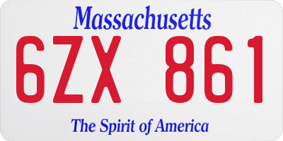 MA license plate 6ZX861