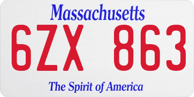 MA license plate 6ZX863