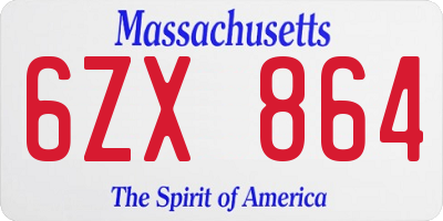 MA license plate 6ZX864