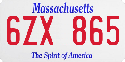 MA license plate 6ZX865