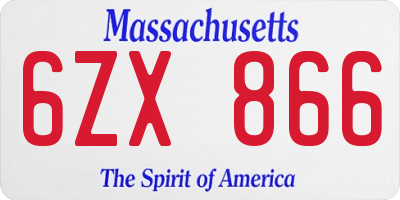 MA license plate 6ZX866