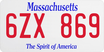MA license plate 6ZX869