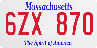 MA license plate 6ZX870