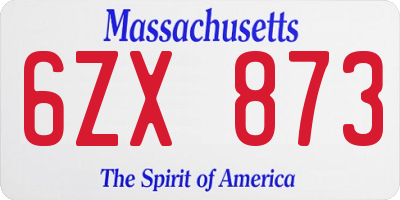 MA license plate 6ZX873