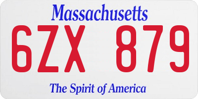 MA license plate 6ZX879