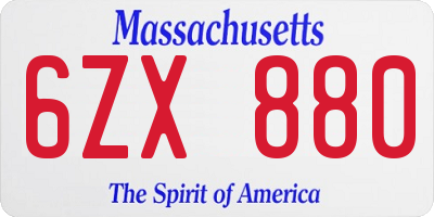 MA license plate 6ZX880