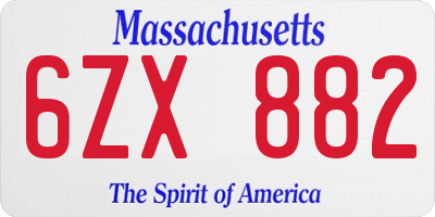 MA license plate 6ZX882