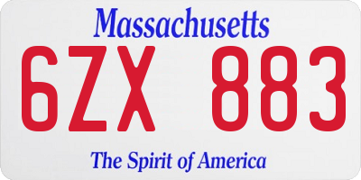 MA license plate 6ZX883