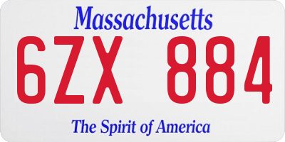 MA license plate 6ZX884