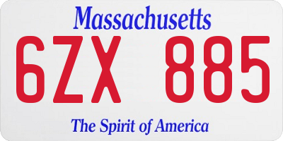 MA license plate 6ZX885