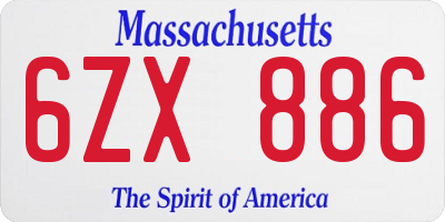 MA license plate 6ZX886