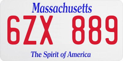 MA license plate 6ZX889