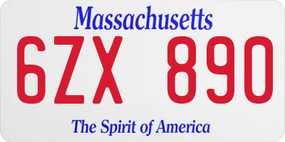 MA license plate 6ZX890