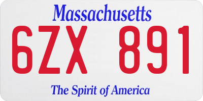 MA license plate 6ZX891