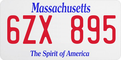 MA license plate 6ZX895