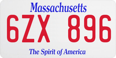MA license plate 6ZX896