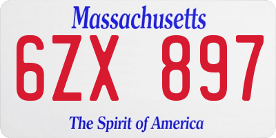MA license plate 6ZX897